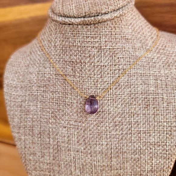 AMETHYST Necklace Minimalist Crystal Gemstone FEBRUARY BIRTHSTONE - Picture 2 of 4